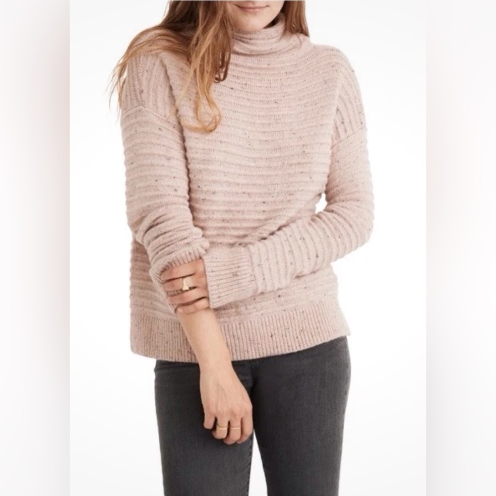 Madewell Women’s Belmont Mock Neck In Donegal Blush Sweater Size L